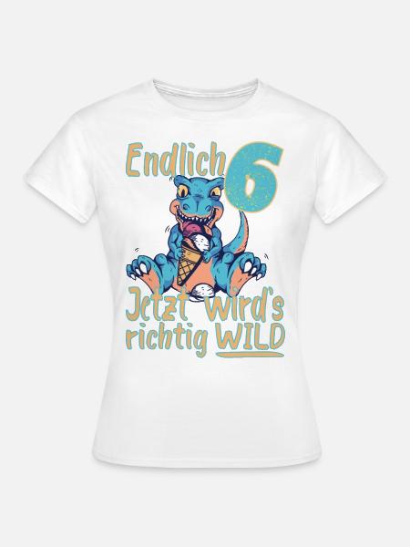 6. Geburtstag T-rex Trex 6 Jahre Dino Dinosaurier - Frauen T-Shirt - Weiß