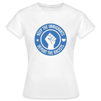 Slogans contre la droite - chasser les nazis - T-shirt Femme - blanc - Devant - AI Model Female 172 dark (172cm)