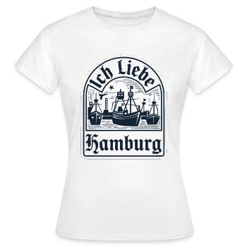 Hamburg - Ich liebe Hamburg! - Frauen T-Shirt - Weiß - Vorne - AI Model Female 172 dark (172cm)