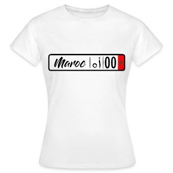Plaque d'immatriculation Maroc - T-shirt Femme - blanc - Devant - AI Model Female 172 dark (172cm)