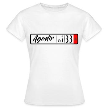 plaque d'immatriculation Agadir 33 - T-shirt Femme - blanc - Devant - AI Model Female 172 dark (172cm)