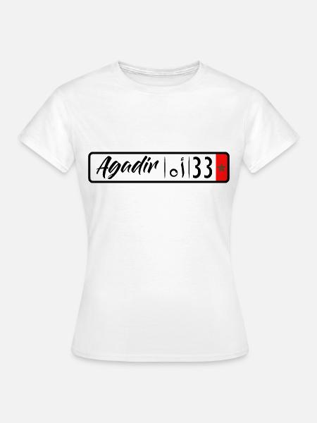plaque d'immatriculation Agadir 33 - T-shirt Femme - blanc