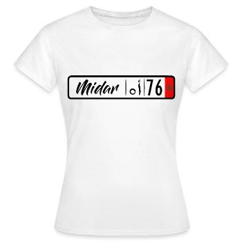 plaque d'immatriculation Midar 76 - T-shirt Femme - blanc - Devant - AI Model Female 172 dark (172cm)