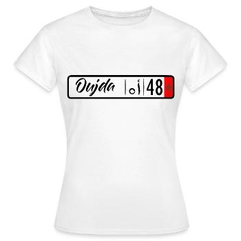 Plaque d'immatriculation Oujda 48 - T-shirt Femme - blanc - Devant - AI Model Female 172 dark (172cm)