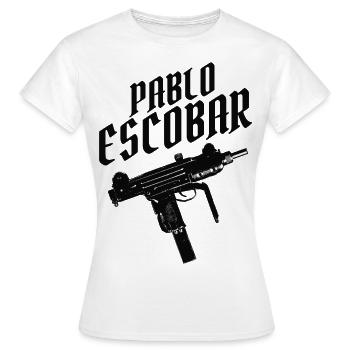 Pablo Escobar "Uzi" - T-shirt Femme - blanc - Devant - AI Model Female 172 dark (172cm)