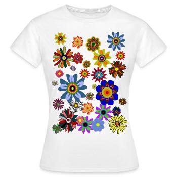 Fleurs Flower Power - T-shirt Femme - blanc - Devant - AI Model Female 172 dark (172cm)
