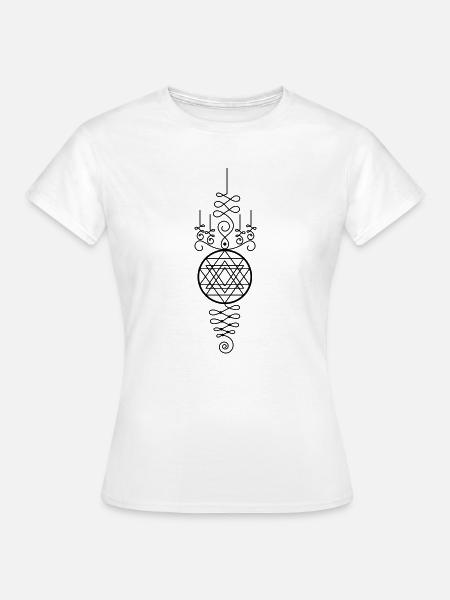 Goldenes Yant Totem – Spirituelle Geometrie - Frauen T-Shirt - Weiß