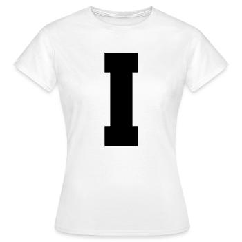 I - Grossbuchstabe einzeln, fett und serifenbetont - Frauen T-Shirt - Weiß - Vorne - AI Model Female 172 dark (172cm)