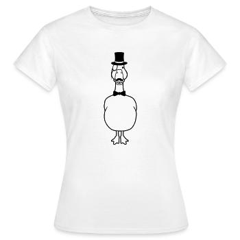 Lunettes monocle Sir Goose - T-shirt Femme - blanc - Devant - AI Model Female 172 dark (172cm)