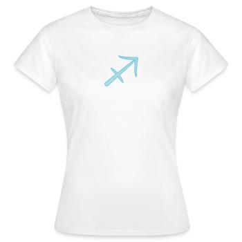 Symbole du signe du zodiaque du Sagittaire : bleu pastel - T-shirt Femme - blanc - Devant - AI Model Female 172 dark (172cm)