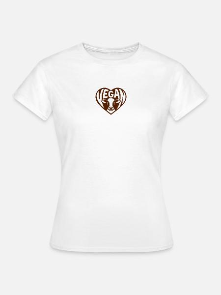 Vegan - Herz für Tiere mit Kälbchen - Frauen T-Shirt - Weiß