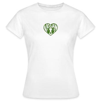 Vegan cow in heart design - Women's T-Shirt - white - Front - AI Model Female 172 dark (172cm)