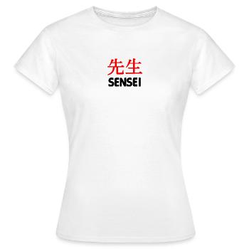 Enseignant ou maître en écriture kanji texte 'Sensei - T-shirt Femme - blanc - Devant - AI Model Female 172 dark (172cm)
