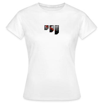 Motif abstrait de déchirure rouge et gris - T-shirt Femme - blanc - Devant - AI Model Female 172 dark (172cm)