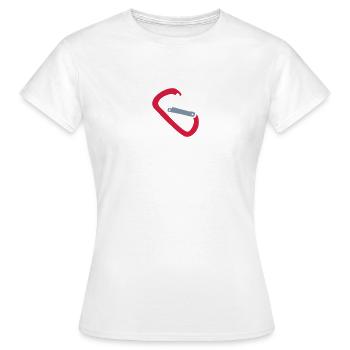 Karabiner - Frauen T-Shirt - Weiß - Vorne - AI Model Female 172 dark (172cm)