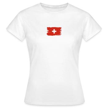 Swiss Flag Brushstroke Cross - Women's T-Shirt - white - Front - AI Model Female 172 dark (172cm)