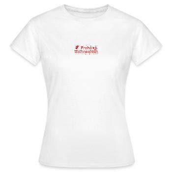 Frohe Weihnachten rot Sterne Engel Christbaum - Frauen T-Shirt - Weiß - Vorne - AI Model Female 172 dark (172cm)