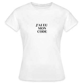 J'ai eu mon code - T-shirt Femme - blanc - Devant - AI Model Female 172 dark (172cm)