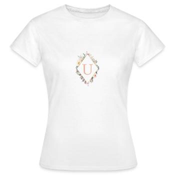 U Monogramm , Floral, Boho - Frauen T-Shirt - Weiß - Vorne - AI Model Female 172 dark (172cm)