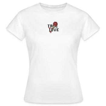 True Love Blossoming Feeling Heart and Rose - Women's T-Shirt - white - Front - AI Model Female 172 dark (172cm)