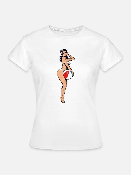 Pin-up-Strandball-Druck - Frauen T-Shirt - Weiß