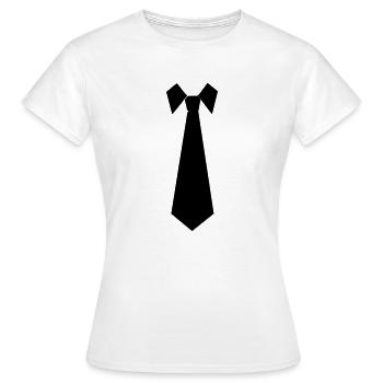Cravate - T-shirt Femme - blanc - Devant - AI Model Female 172 dark (172cm)