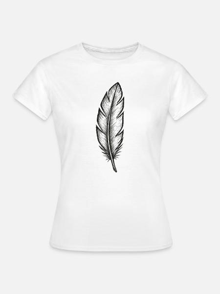 Schwarze Glitzer-Feder mit Struktur - Frauen T-Shirt - Weiß