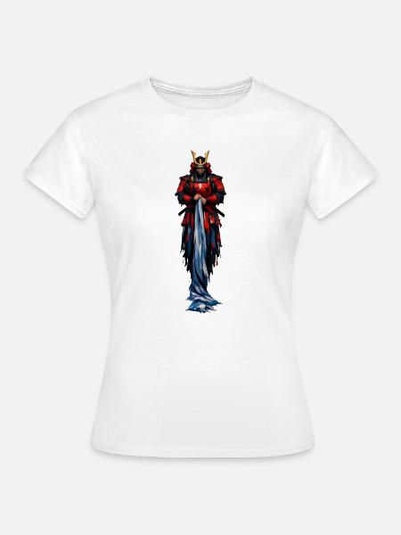 Roter Krieger Samurai Mantel - Frauen T-Shirt - Weiß