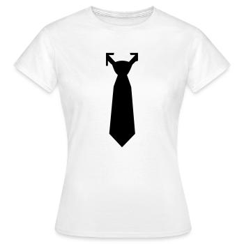 Cravate - T-shirt Femme - blanc - Devant - AI Model Female 172 dark (172cm)