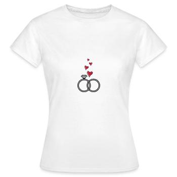 anneaux de mariage coeur anneaux de mariage marié - T-shirt Femme - blanc - Devant - AI Model Female 172 dark (172cm)