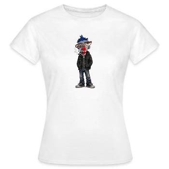 Kopfpunk: Blauer Mohikaner im Jeanslook - Frauen T-Shirt - Weiß - Vorne - AI Model Female 172 dark (172cm)