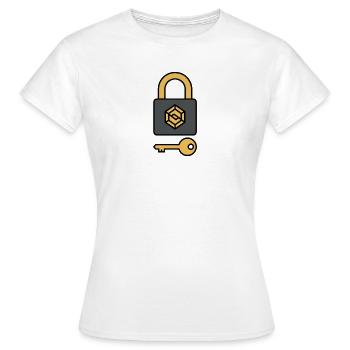Sécurité des cryptomonnaies | Symbole de serrure et de clé - T-shirt Femme - blanc - Devant - AI Model Female 172 dark (172cm)