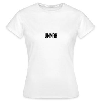 1ummah BLK - Frauen T-Shirt - Weiß - Vorne - AI Model Female 172 dark (172cm)