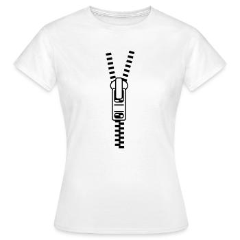 Zipper - Reißverschluss -- ©roil - Frauen T-Shirt - Weiß - Vorne - AI Model Female 172 dark (172cm)