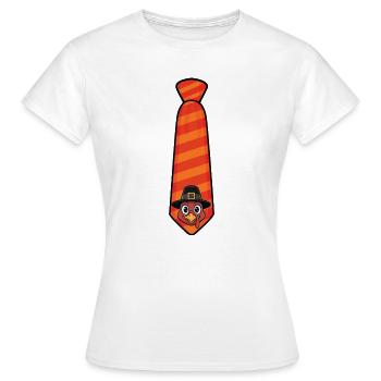 Thanksgiving cravate automne drôle style vacances - T-shirt Femme - blanc - Devant - AI Model Female 172 dark (172cm)