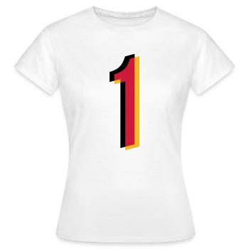 1 Numéro Allemagne Numéro de Maillot Noir Rouge Or - T-shirt Femme - blanc - Devant - AI Model Female 172 dark (172cm)