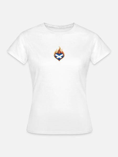 Scotland Flag Heart on Fire - Frauen T-Shirt - Weiß