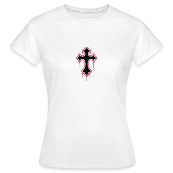 gothic, splatter, cross - T-shirt Femme - blanc - Devant - AI Model Female 172 dark (172cm)