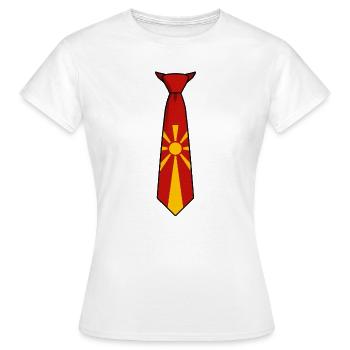Macedonia Tie – Flaggendesign - Frauen T-Shirt - Weiß - Vorne - AI Model Female 172 dark (172cm)
