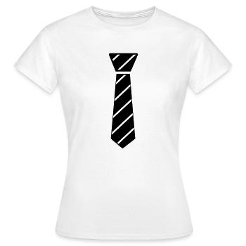 Cravate - T-shirt Femme - blanc - Devant - AI Model Female 172 dark (172cm)