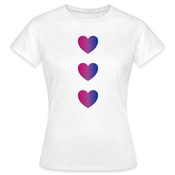 Cœurs Bi-Drapeau - T-shirt Femme - blanc - Devant - AI Model Female 172 dark (172cm)