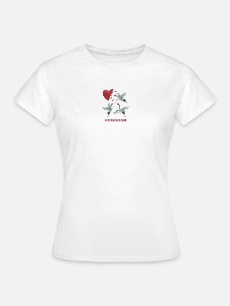 Herzensbrecher Herz Storch Design - Frauen T-Shirt - Weiß