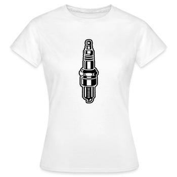 Bougie d’allumage - moteur - voiture - garage - - T-shirt Femme - blanc - Devant - AI Model Female 172 dark (172cm)