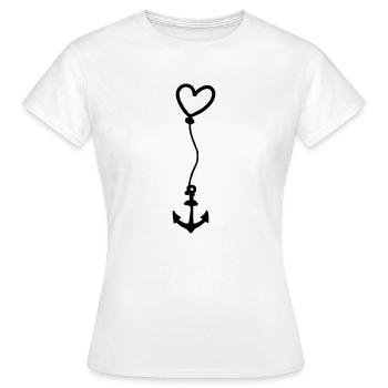 Anker mit Herz am Seil - Frauen T-Shirt - Weiß - Vorne - AI Model Female 172 dark (172cm)