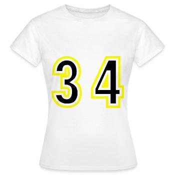 34 Zahl College - Frauen T-Shirt - Weiß - Vorne - AI Model Female 172 dark (172cm)