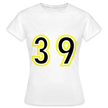 39 Zahl College - Frauen T-Shirt - Weiß - Vorne - AI Model Female 172 dark (172cm)