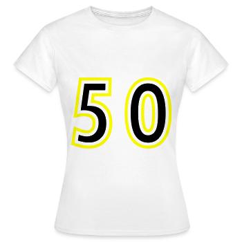 52 Zahl College - Frauen T-Shirt - Weiß - Vorne - AI Model Female 172 dark (172cm)