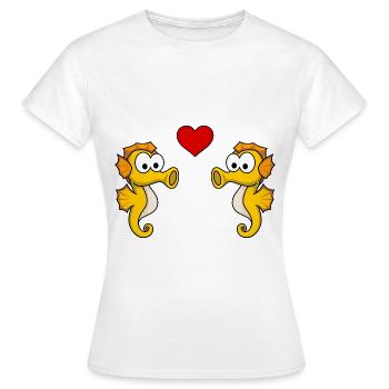 Seepferdchen Paar liebe - Frauen T-Shirt - Weiß - Vorne - AI Model Female 172 dark (172cm)