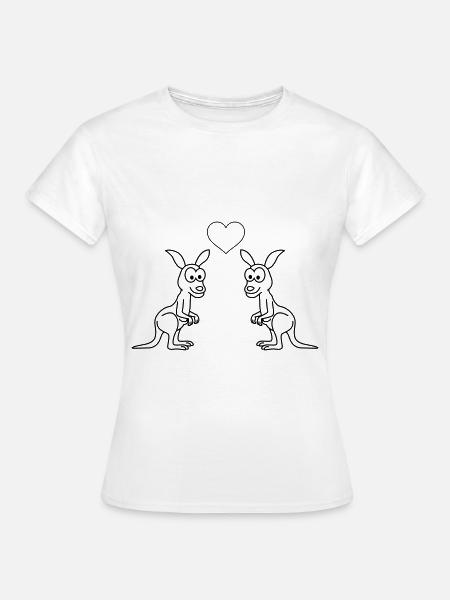 Kangaroo Comic Paar Liebe - Frauen T-Shirt - Weiß
