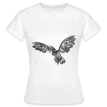 Tatouage tribal Owl - T-shirt Femme - blanc - Devant - AI Model Female 172 dark (172cm)